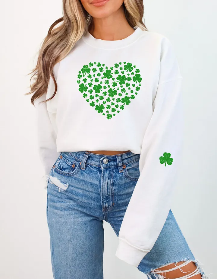 Heart St Patrick Day Sweatshirt, Love St Paddy Sweatshirt product image (1)