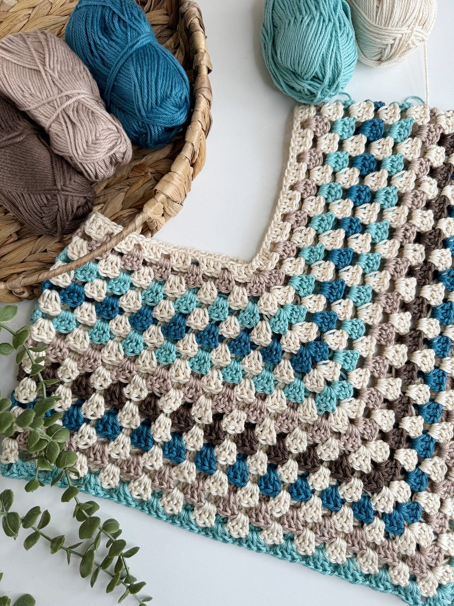 Top Down Crochet Granny Stitch Sweater Pattern Adult Sizes product image (5)