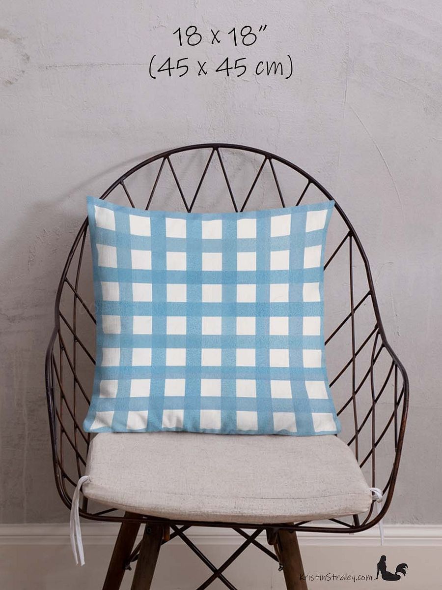 Classic Blue Gingham Checker on White Premium Pillow Case product image (4)