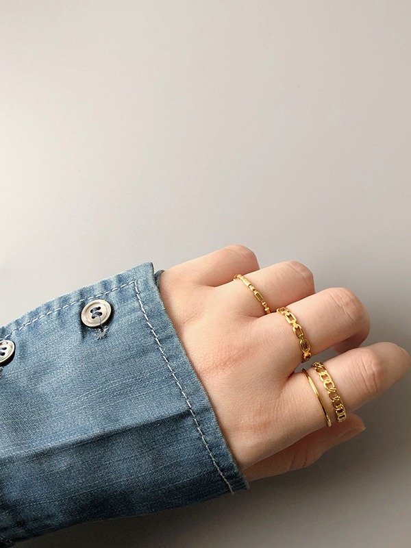 Chain Link Adjustable Ring | 18K Gold Plated product image (11)