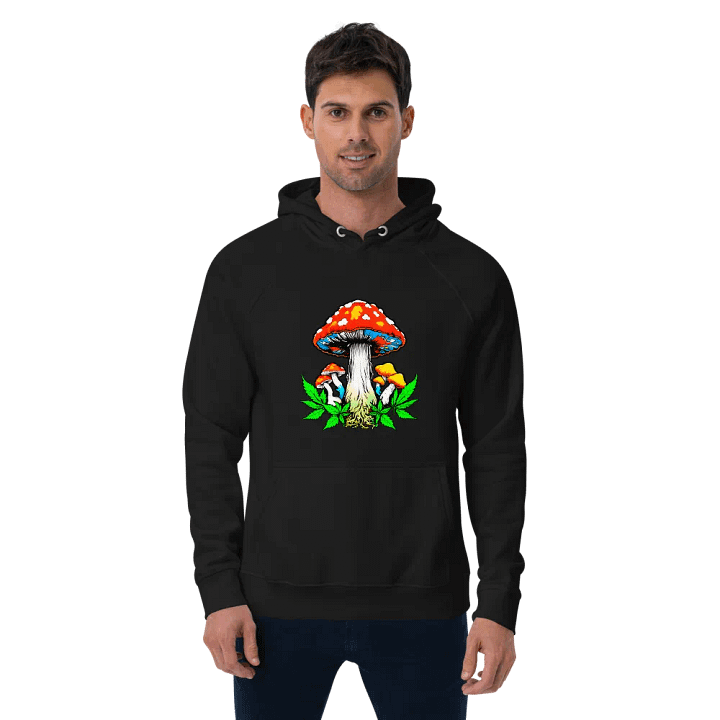 [Groovy Shrooms 2] Unisex Eco Raglan Hoodie product image (6)