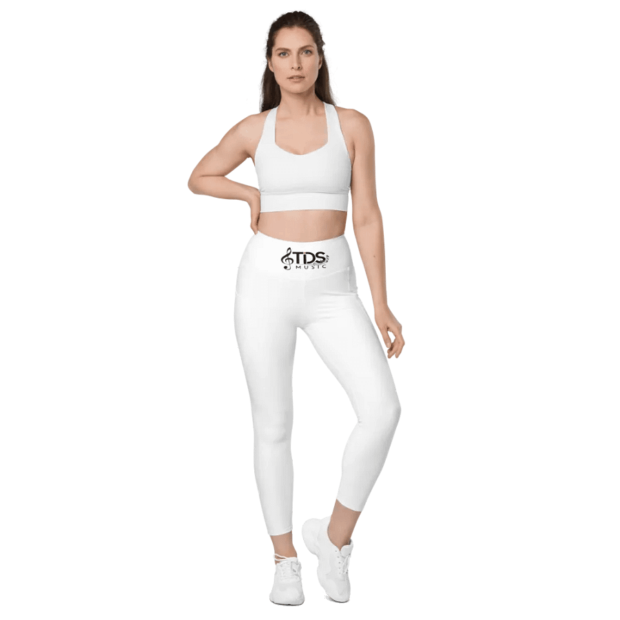 TDS Music Treble Clef Women's White Leggings With Pockets product image (5)