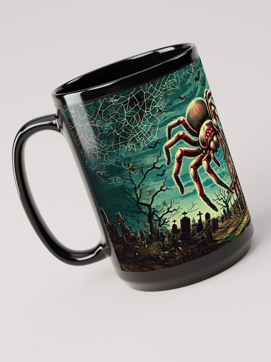 Giant Spider on a Haunted House Black Glossy Mug product image (4)