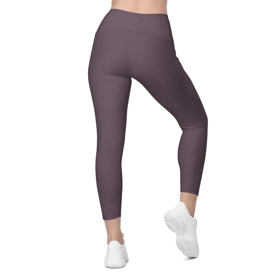 Plain Mauve Soft Summer Women's High Waisted Premium Crossover Leggings with Pockets by Treasure Pie product image (3)