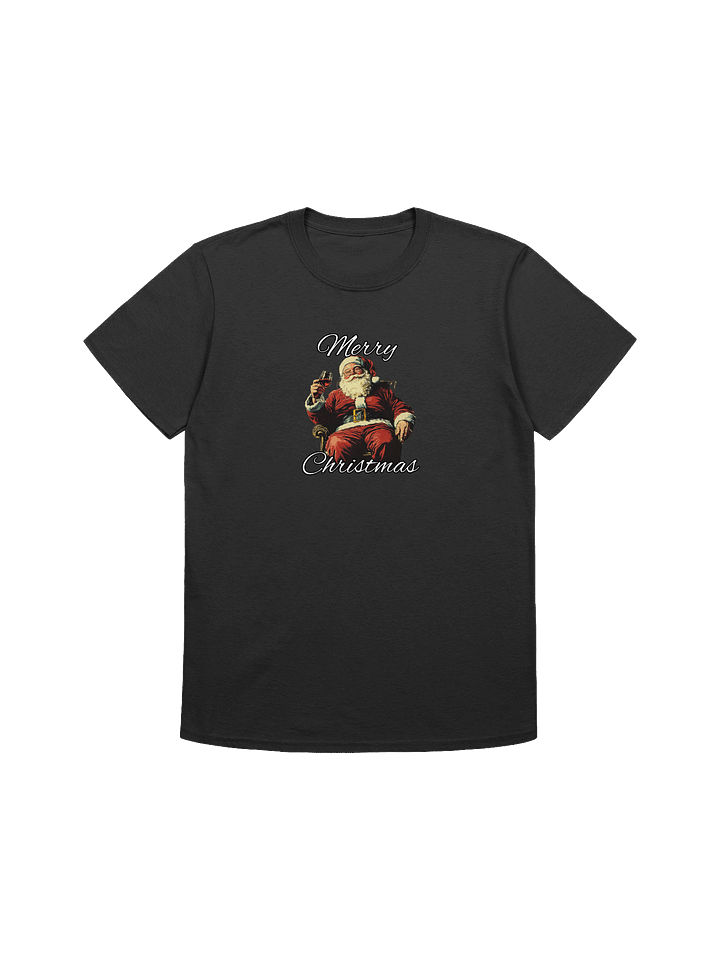 Vintage Santa Drinking a Glass of Wine Unisex Christmas T-Shirt product image (4)