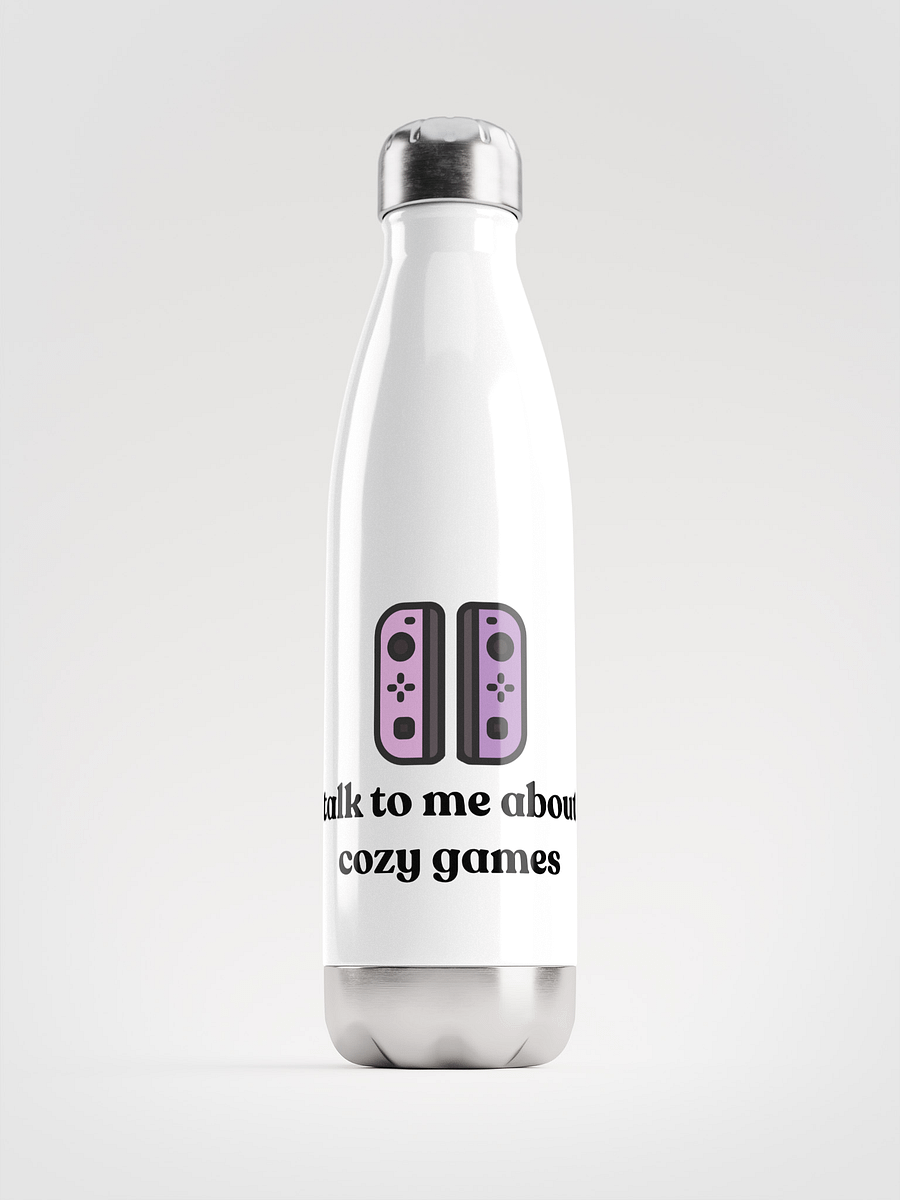 Talk to me about cosy games water bottle, white product image (1)
