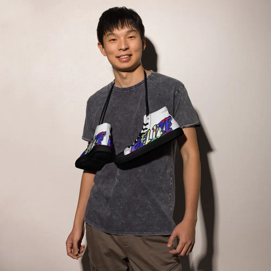 Belize @43 Independence Day Men's High Top Canvas Shoes product image (2)