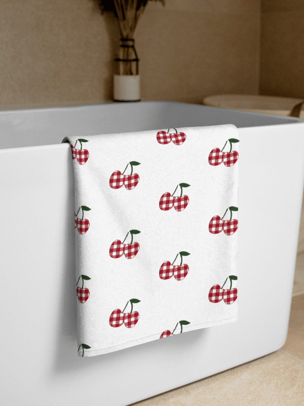 Gingham Cherry Bath Towel product image (1)