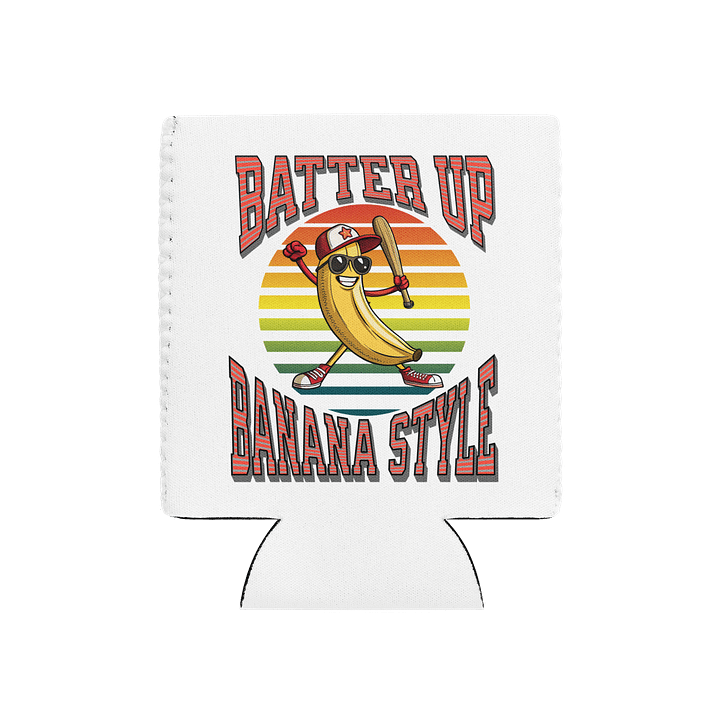 Batter Up Banana Style Baseball Retro Can Cooler product image (1)