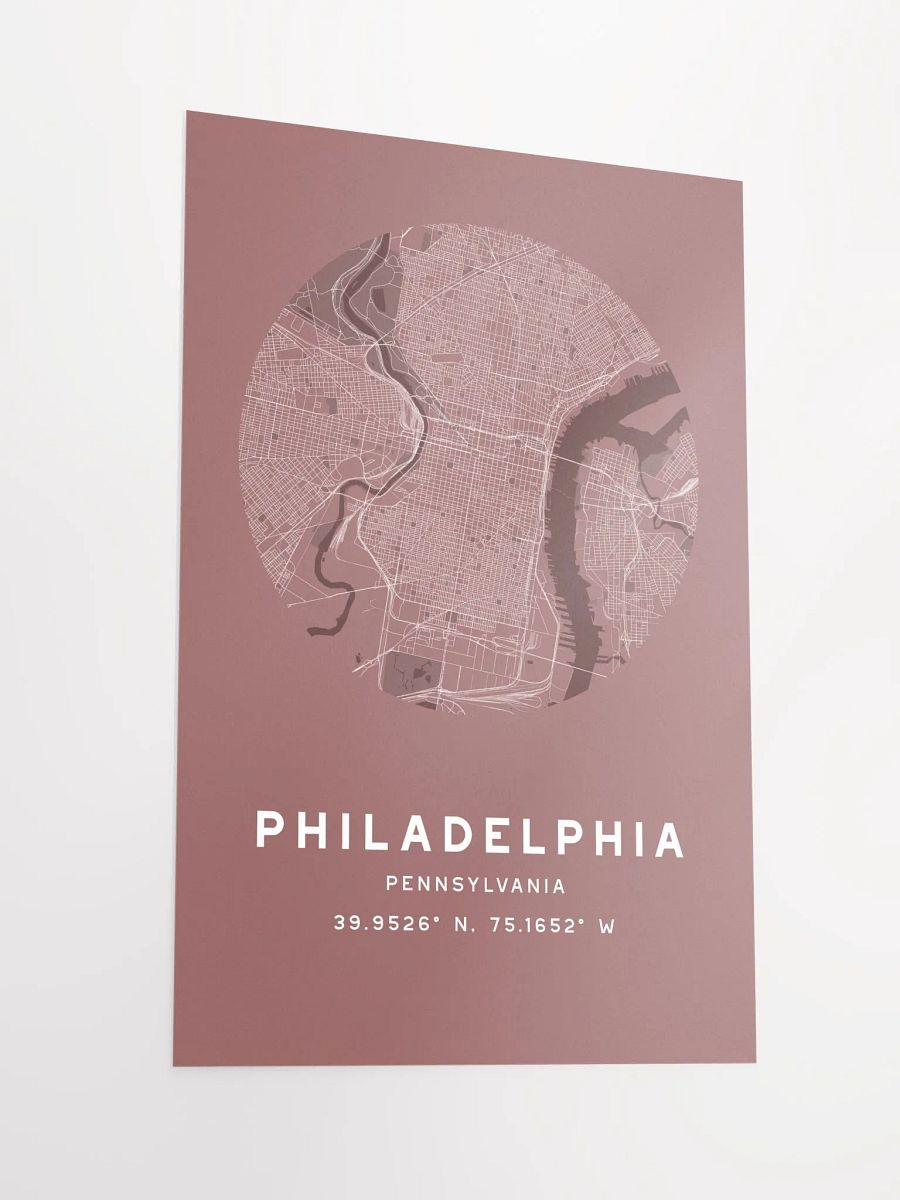 Philadelphia Street Map Poster – Red Minimalist Circular City Art product image (4)