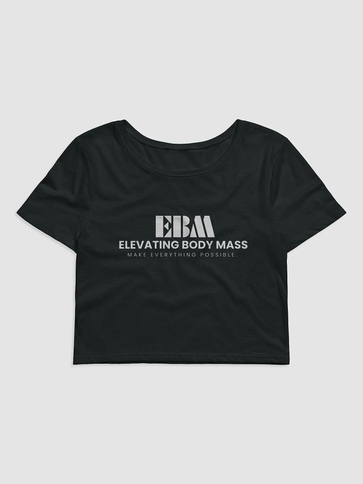 EBM Black Women's Crop Baby Tee (White Logo) product image (1)