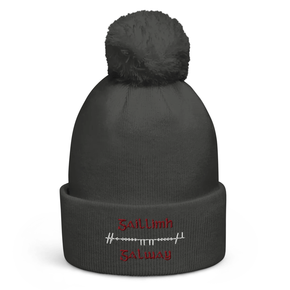 Galway/Gaillimh Scholastic Ogham embroidered Pom-Pom Beanie product image (1)