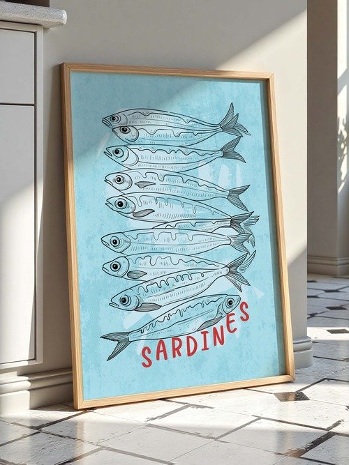 Sardine Wall Art Sardines Tin Fish Poster Colorful Kitchen Print product image (6)