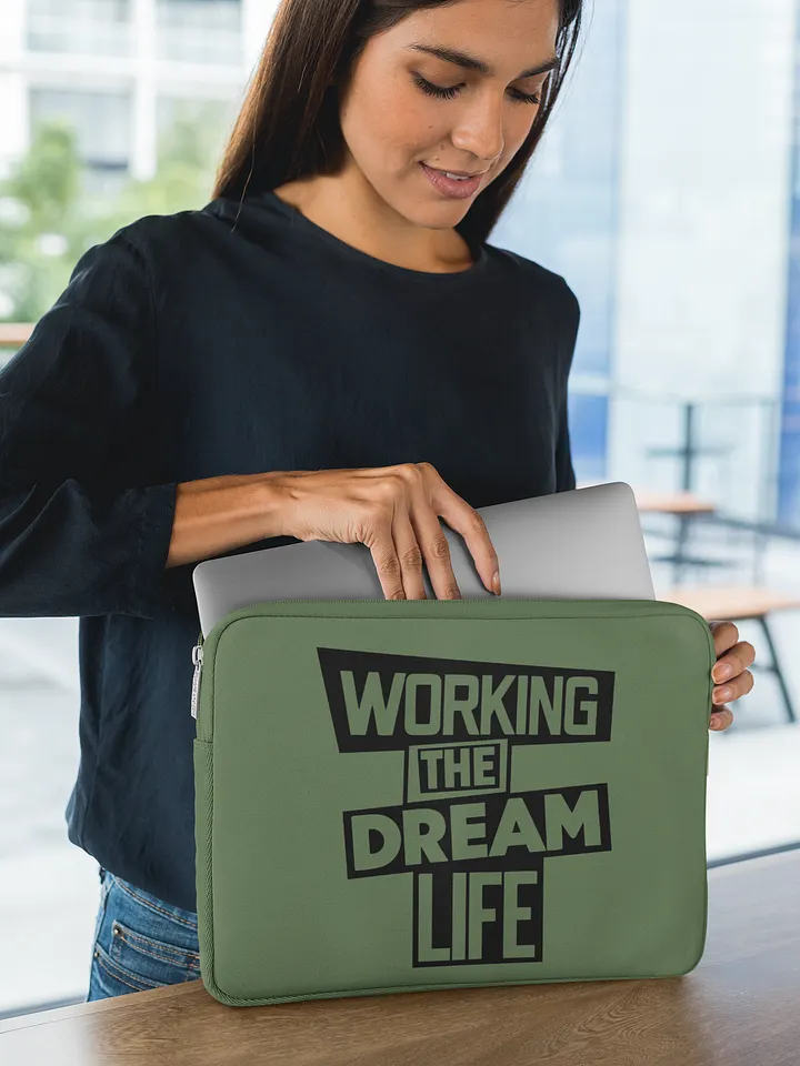 Premium Green Laptop Sleeve – Working The Dream Life | Sleek, Protective & Leadership-Ready (13” & 15”) product image (3)