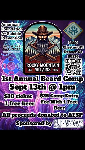 ⚔️𝓑𝓮𝓪𝓻𝓭 𝓒𝓸𝓶𝓹𝓮𝓽𝓲𝓽𝓲𝓸𝓷⚔️

We are proud to announce that we are teaming up with @AFSPcolorado to host an annual beard competition...