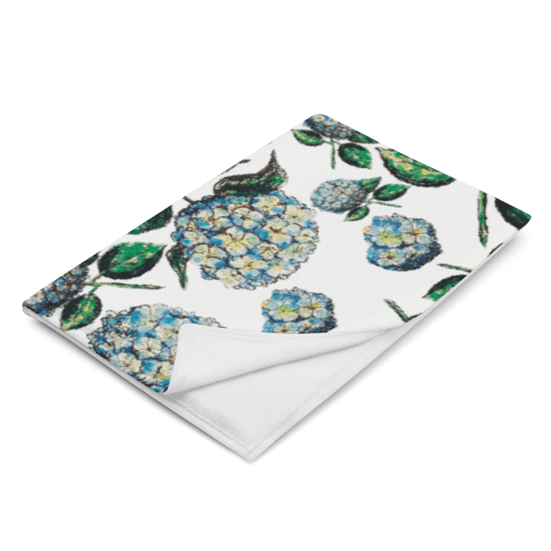 Blue Hydrangeas | Coastal Floral Throw Blanket in Soft Fleece product image (6)