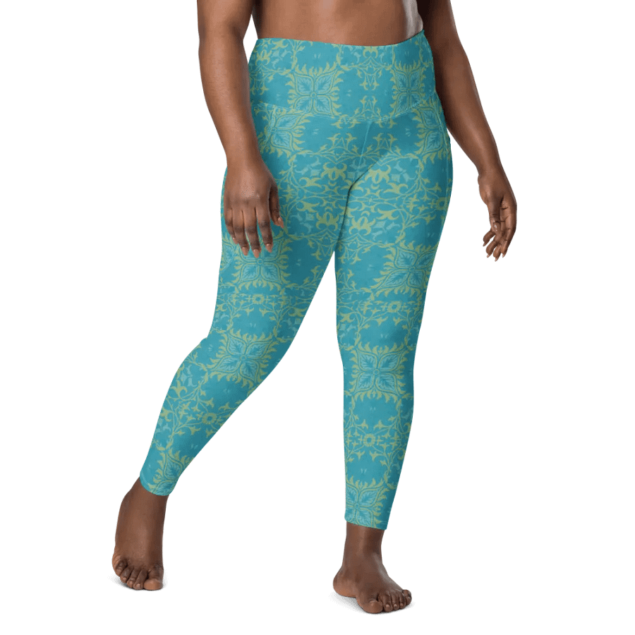 Turq Lime All-Over Print Leggings with Pockets product image (6)