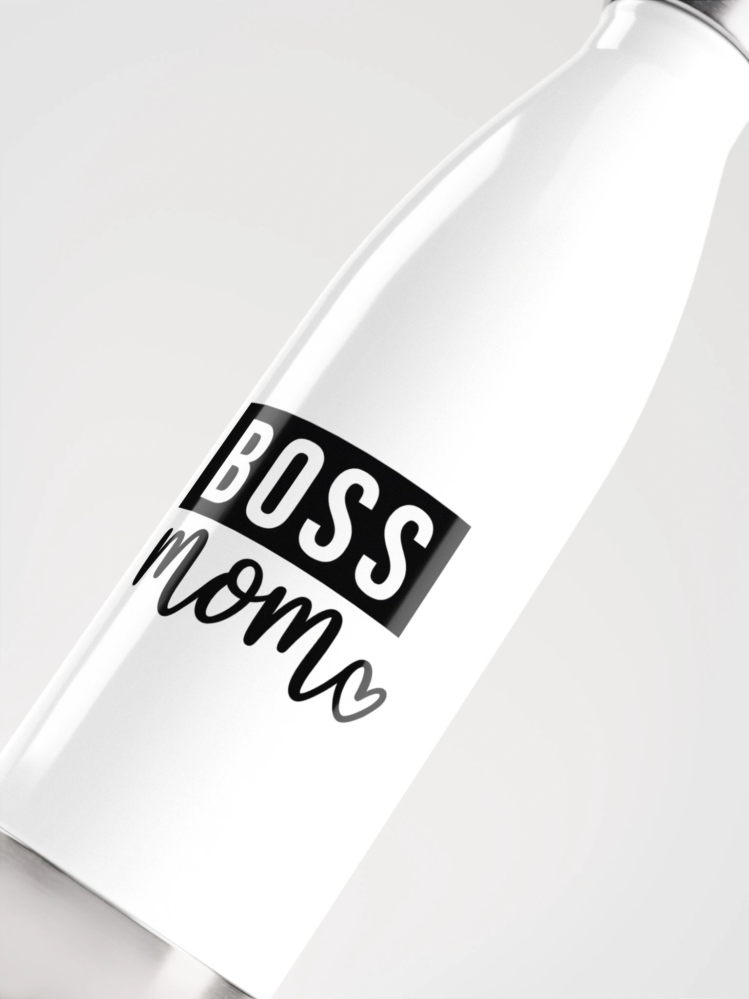 Boss Mom Water Bottle – Sleek Hydration with Bold Black Typography & Heart Detail product image (5)
