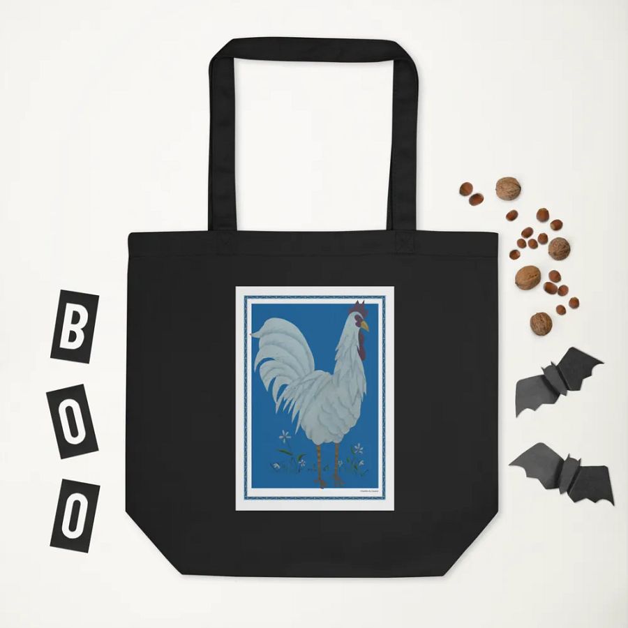 Eco Friendly Tote Bag with Chicken and Blue Background product image (5)