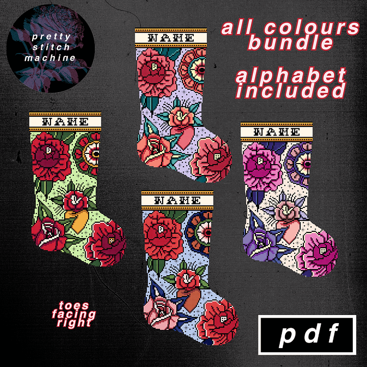 Traditional Florals Holiday Palette Right-Facing Christmas Stocking Bundle product image (1)