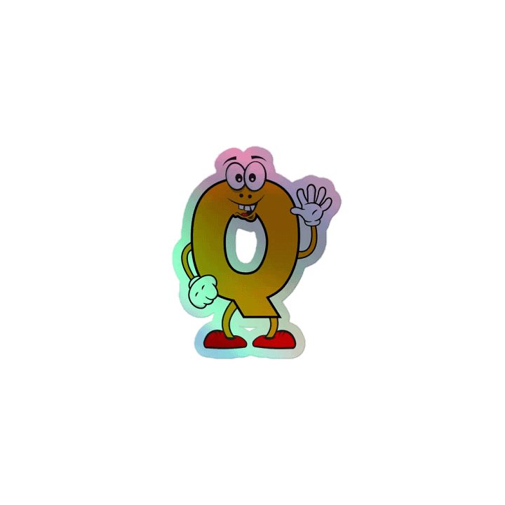 Q Letter Cartoon Character Holographic Sticker product image (1)