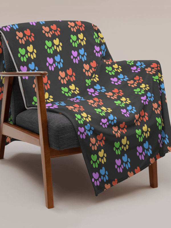 All Around Paw Prints Rainbow Throw Blanket product image (4)