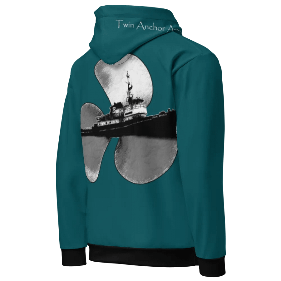 Teal Three blade prop & Jack tug Hoodie product image (8)