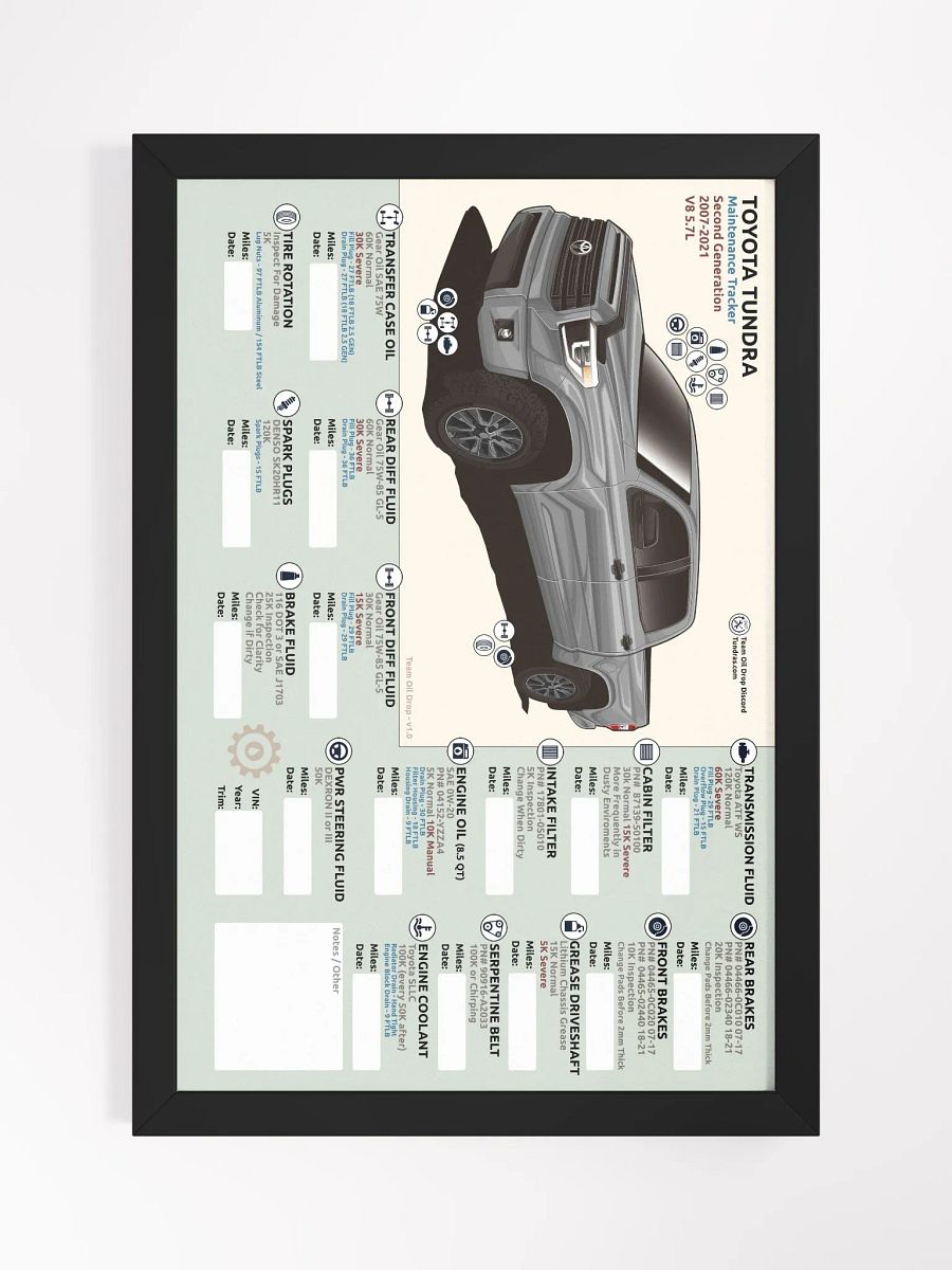 2ND GEN TUNDRA MAINTENANCE TRACKER - Silver / Cement (Framed) product image (2)