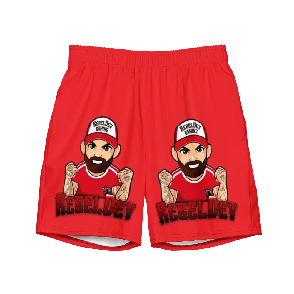 RebelDev red swim trunks product image (2)