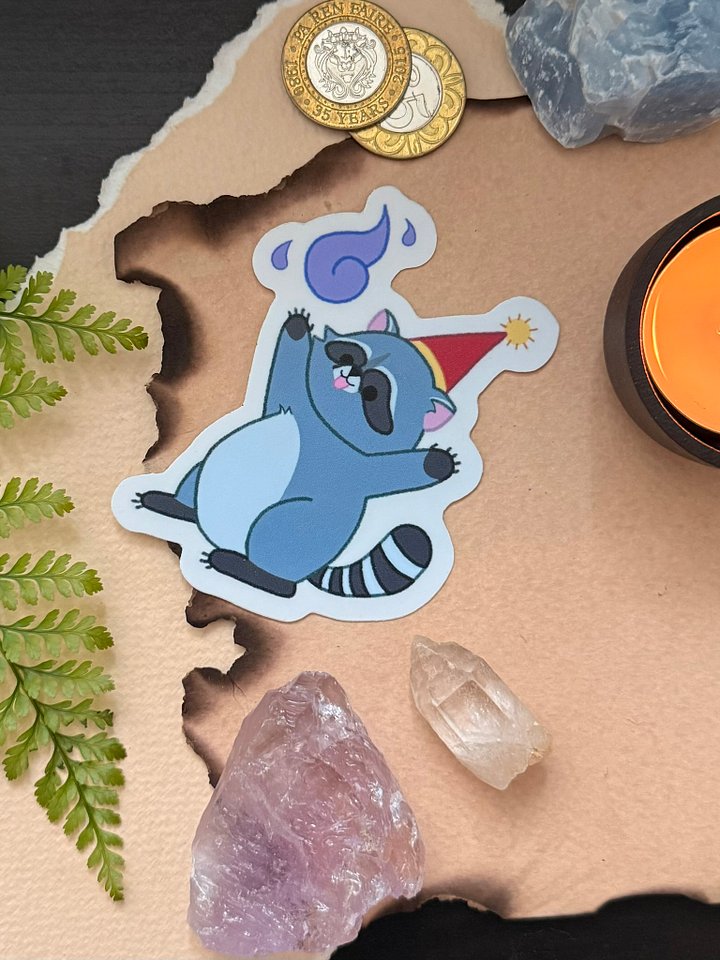 Wizard Critters - Warlock Raccoon 3" Sticker product image (1)