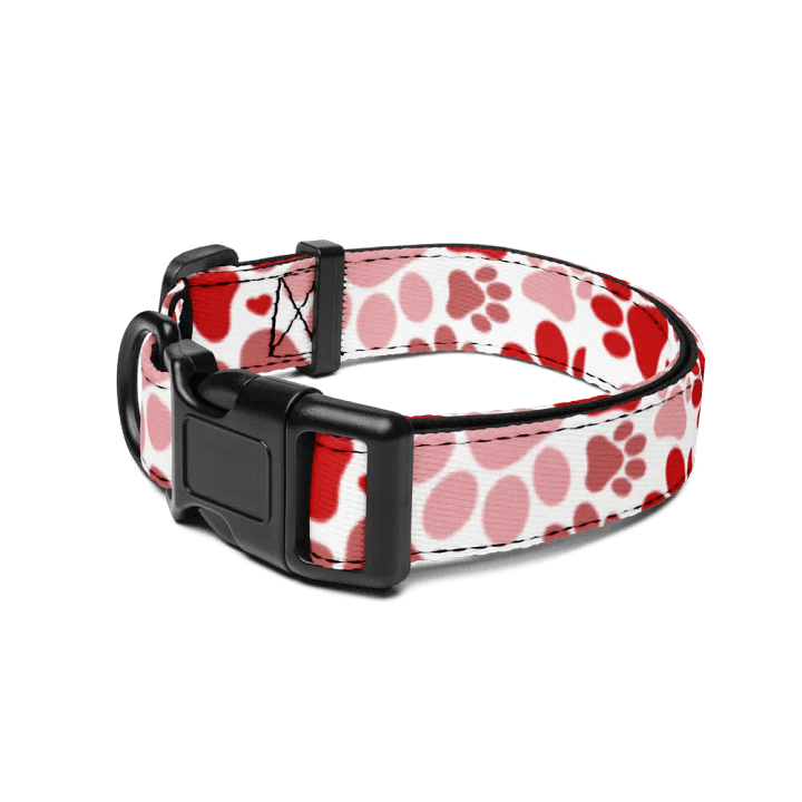 Retro Red & Pink Paw Pet Collar product image (2)