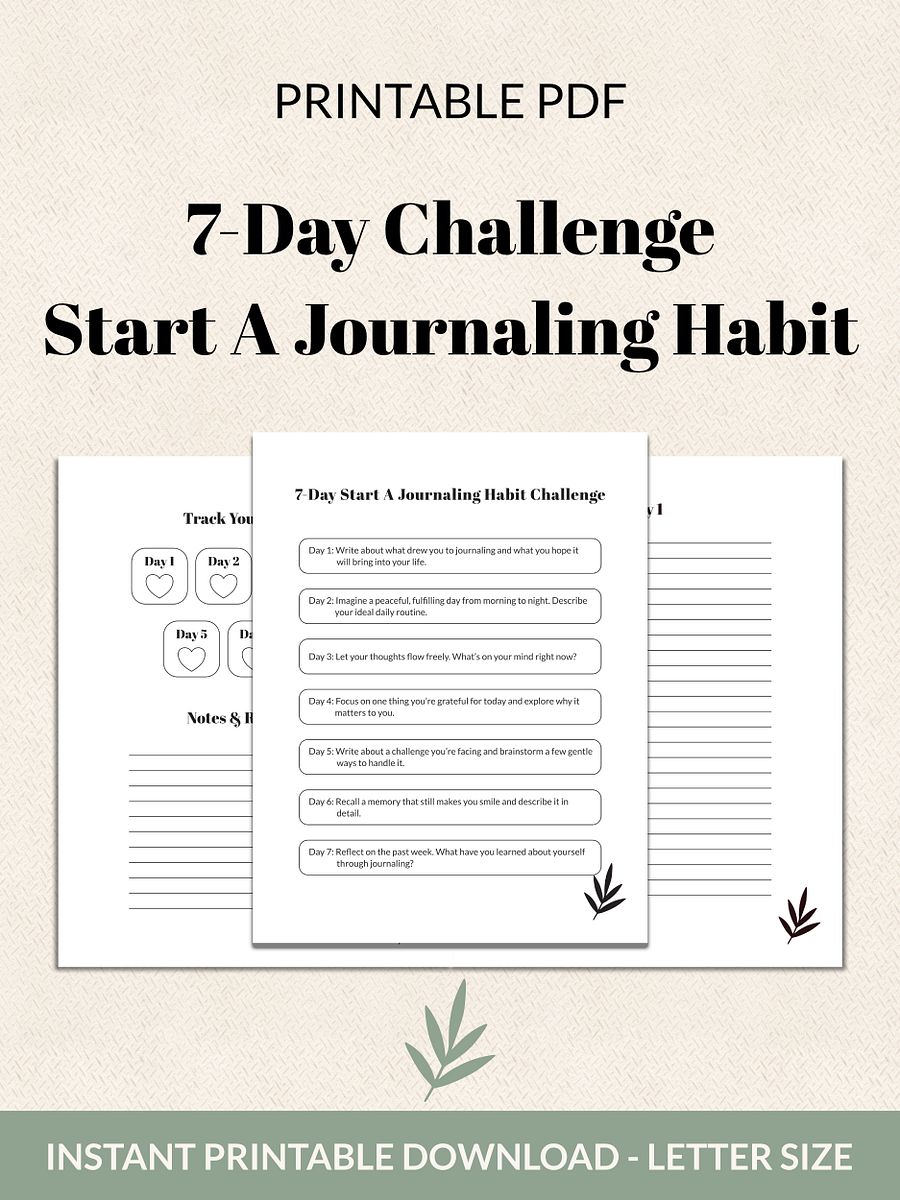 7-Day Start A Journaling Habit Challenge Printable product image (2)