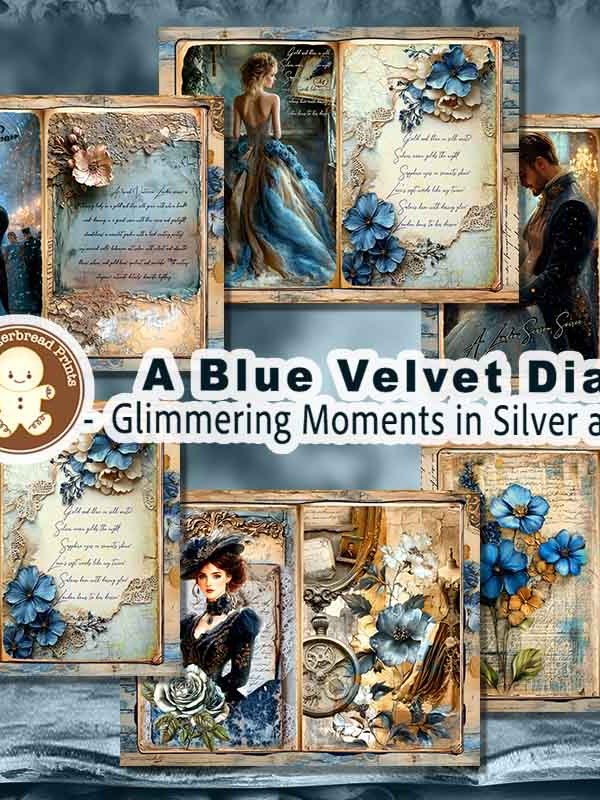 A Blue Velvet Diary Journal kit digital Download product image (5)