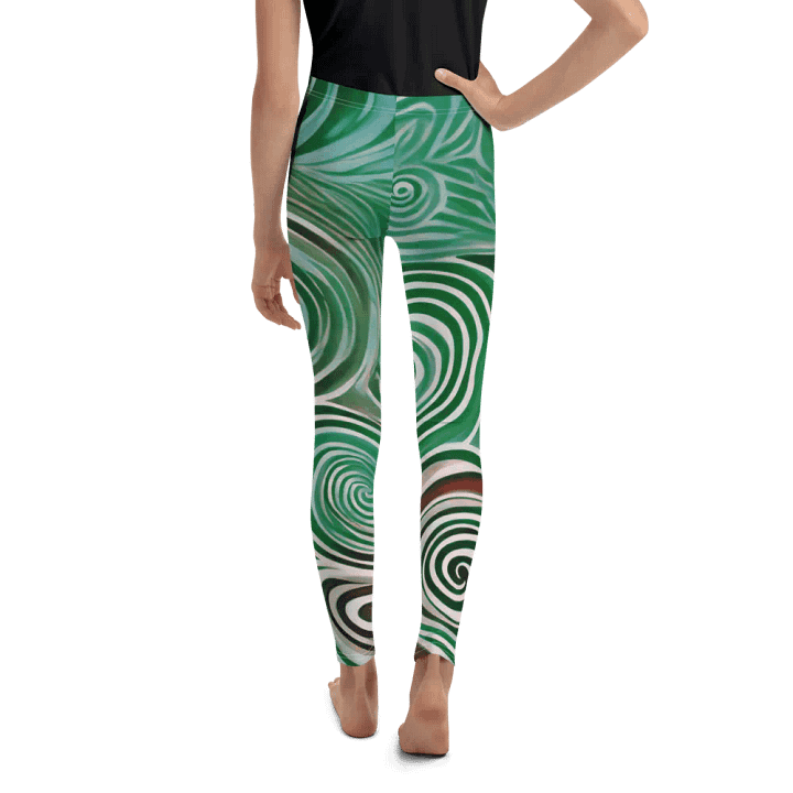 Funky Cool Green Liquid Tie-Dye Youth Leggings product image (2)