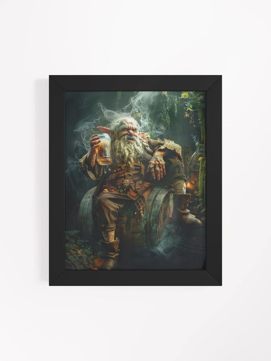 Elder elf drinking a beer - Framed High Quality Matte Poster product image (4)