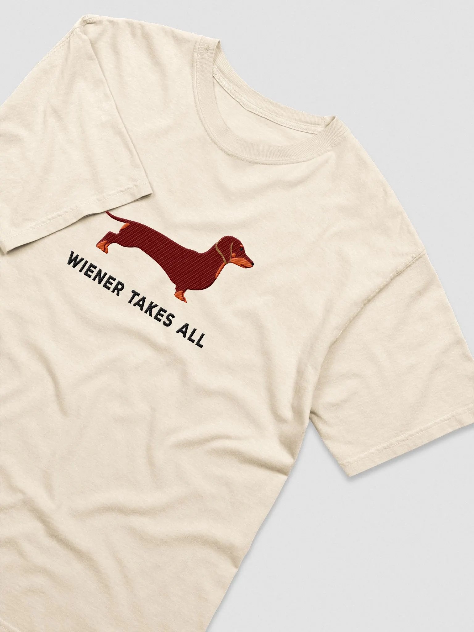 Wiener Takes All T-Shirt(Embroidered) of a Dachshund(Red) product image (5)