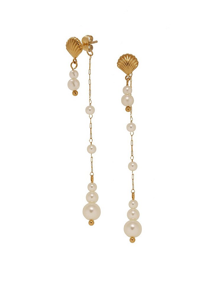 Shell & Pearl Drop Earrings | 18K Gold Plated product image (1)