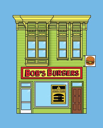 My favorite fictional small business, drawn in my style! #bobsburgers