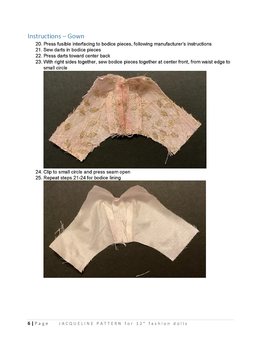 Jacqueline sewing pattern for 12" fashion dolls product image (3)