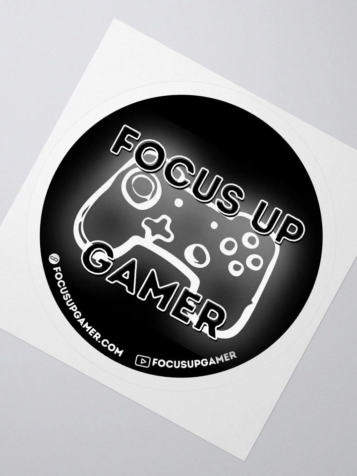 Focus Up Gamer Black & White Round Sticker product image (5)