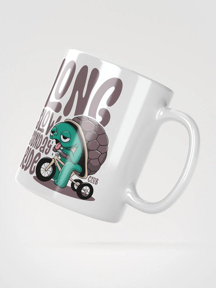 Funny Cycling Mug – Long Slow Sunday Ride Club | Tired Turtle on Trike product image (2)