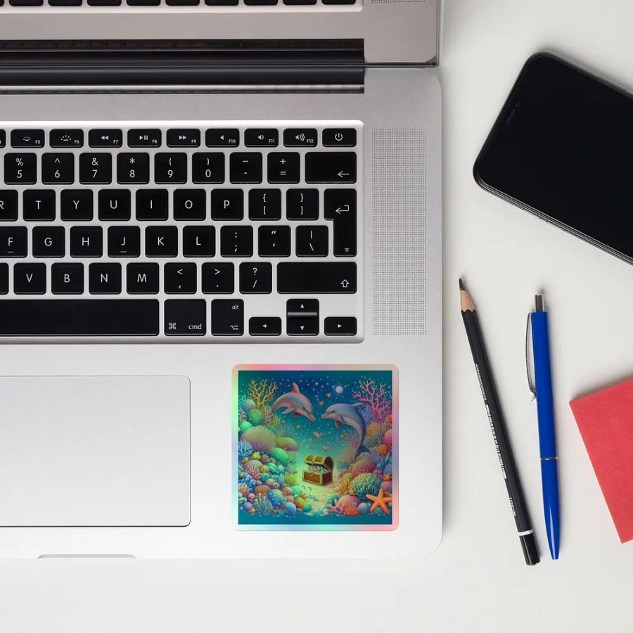 Enchanting Dolphin Reef Holographic Sticker Sheet product image (10)