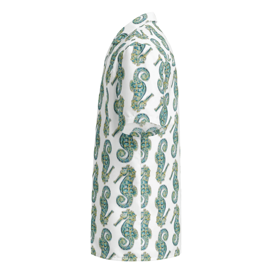 Women's | Ocean Majesty | Painted Seahorses on White | Hawaiian Shirt | Vibrant Coastal Style product image (4)