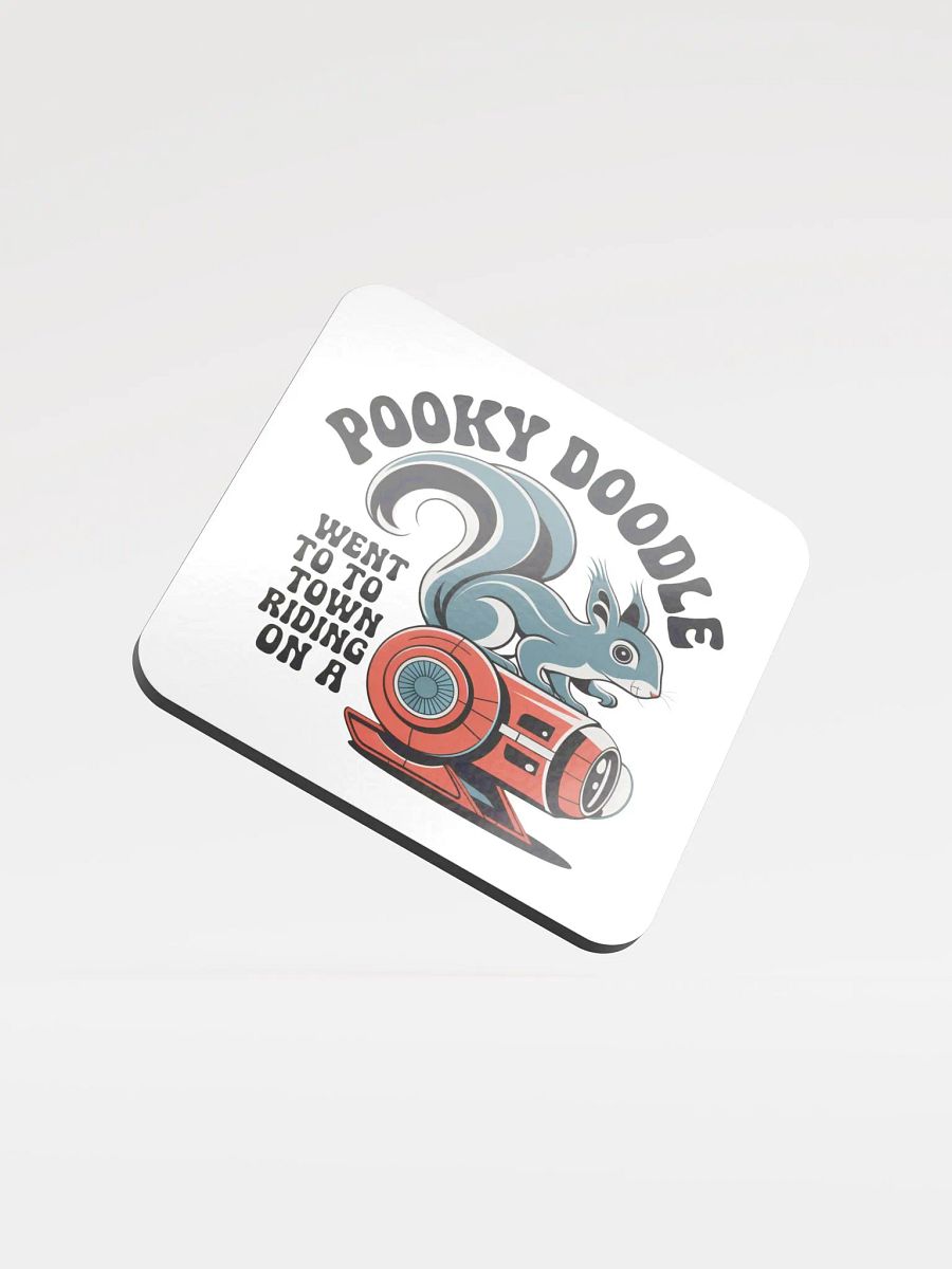 Coaster or micro art piece: pooky doodle went to town riding on a robot product image (1)