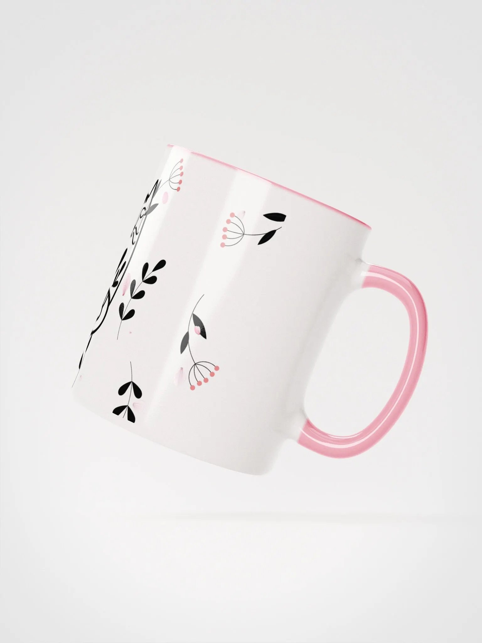 Whimsical Folk Art Cat Love Ceramic Mug|Housewarming Birthday Gifts Cute Mug (PINK) product image (2)