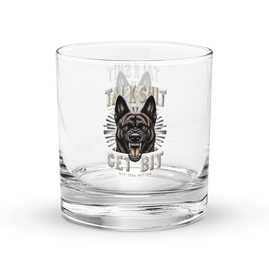 Talk Sh#t Get Bit Dutch Shepherd Whiskey Glass product image (1)