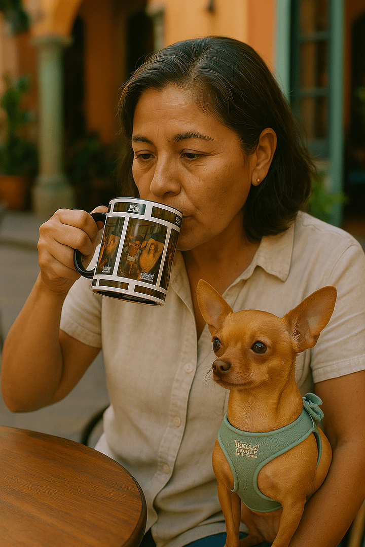 Chihuahua & the Muse — Two-Tone Ceramic Art Mug | Mel’s Angels product image (2)