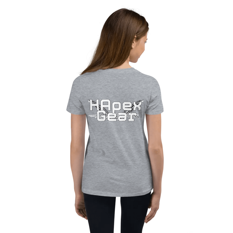 Youth Short Sleeve T-Shirt - Embroidered - White HApex Gear Black Logo product image (4)