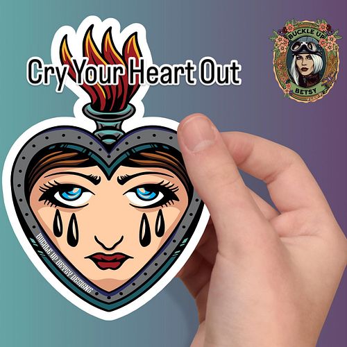 💜You need new stickers!👀
Cry Your Heart Out 
Available on Buckle Up Betsy Etsy 
#cryyourheartout #sadgirlsclub #tattooflash #...