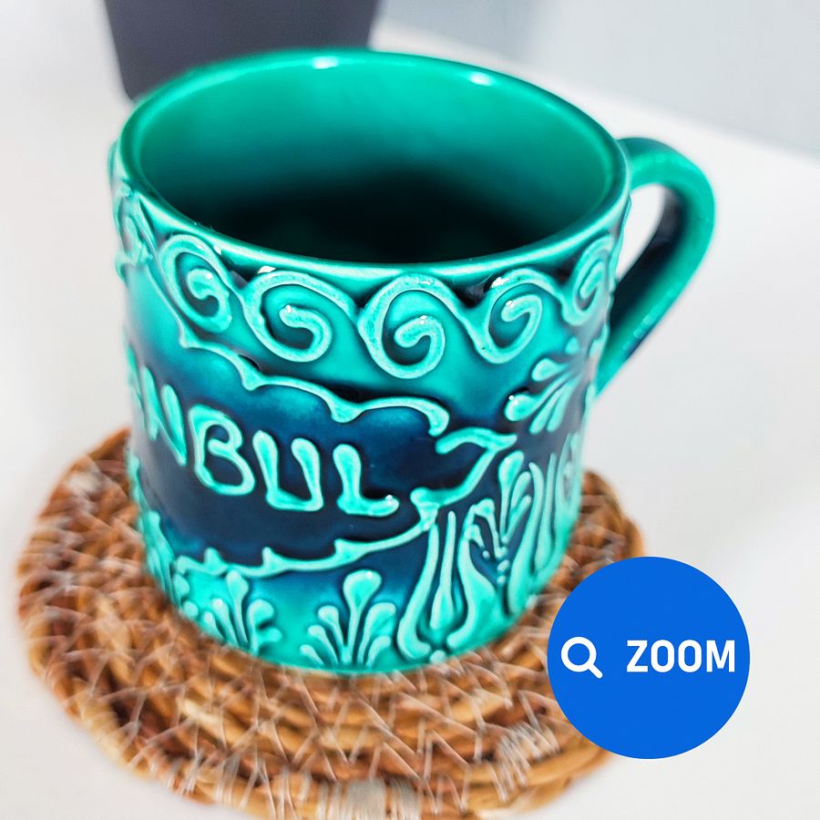 ☕ Ceramic small coffee mug, turquoise/green/emerald mug — handmade pottery product image (6)